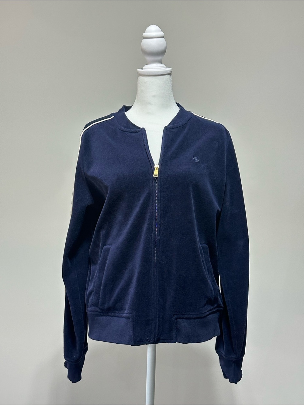 Lauren Ralph Lauren Velour Tracksuit Set Navy Blue Medium Athleisure Loungewear - Picture 3 of 13